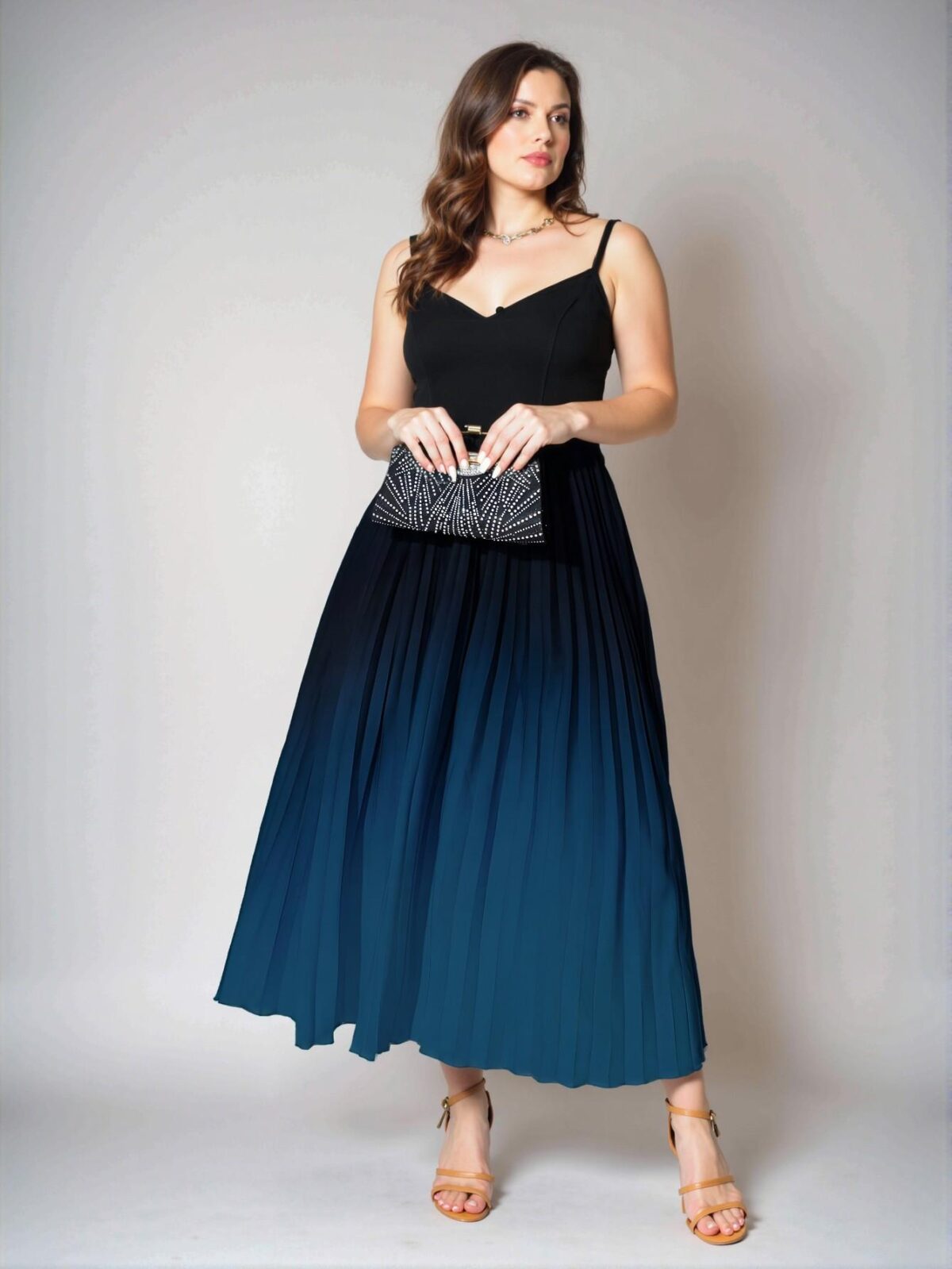 Elegant Blue Plus Size Gradient Ruffle Cami Maxi Dress for Women - Chic, Classy and Trendy Fashion Style to Dress to Impress - Image 4
