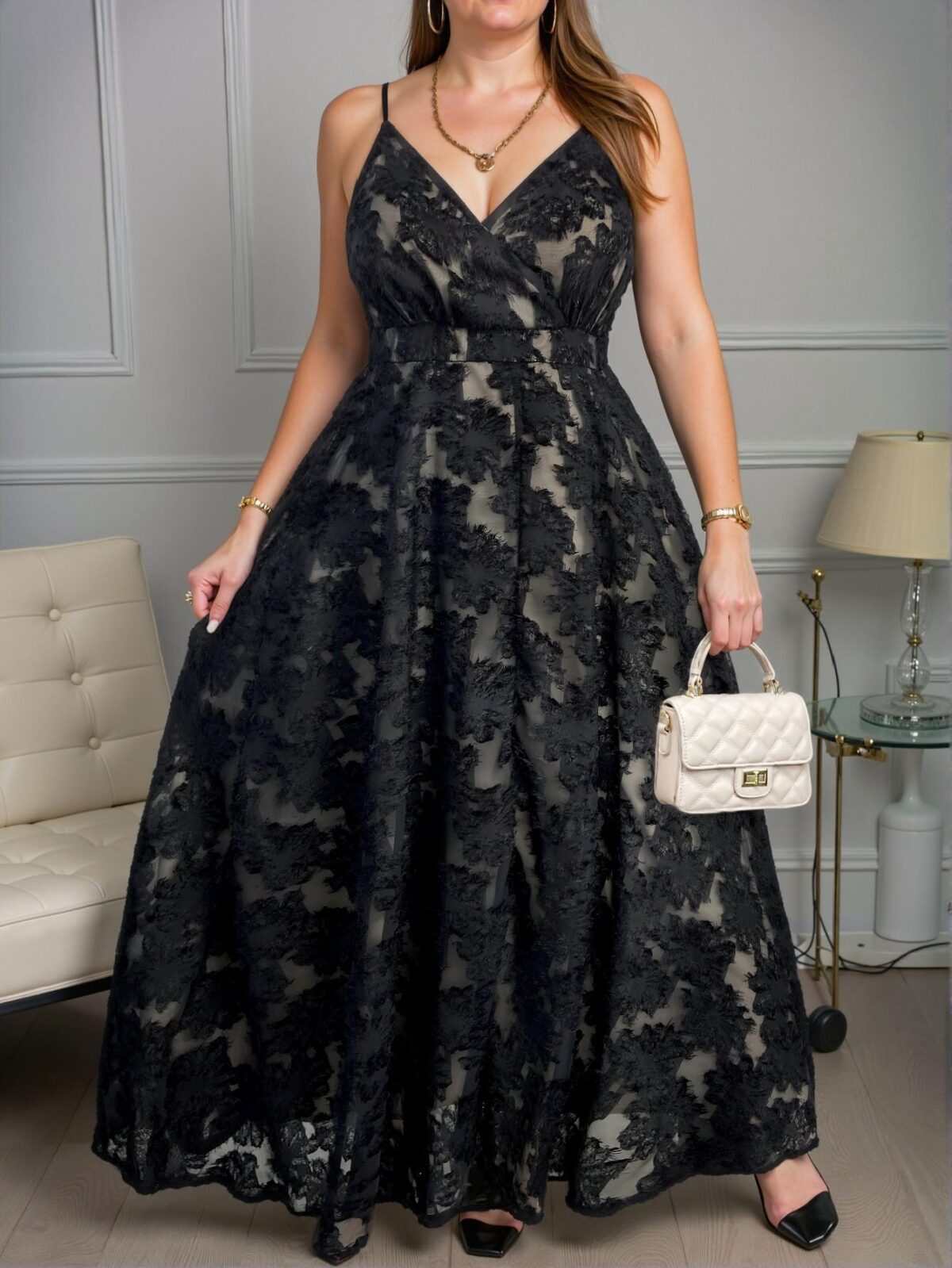 Elegant Black Colorblock Cami Dress for New Year's Celebrations, Festivals, Valentine's Romantic Evenings, and Casual Outings "Chic, Classy and Trendy Fashion Style to Dress to Impress" - Image 5