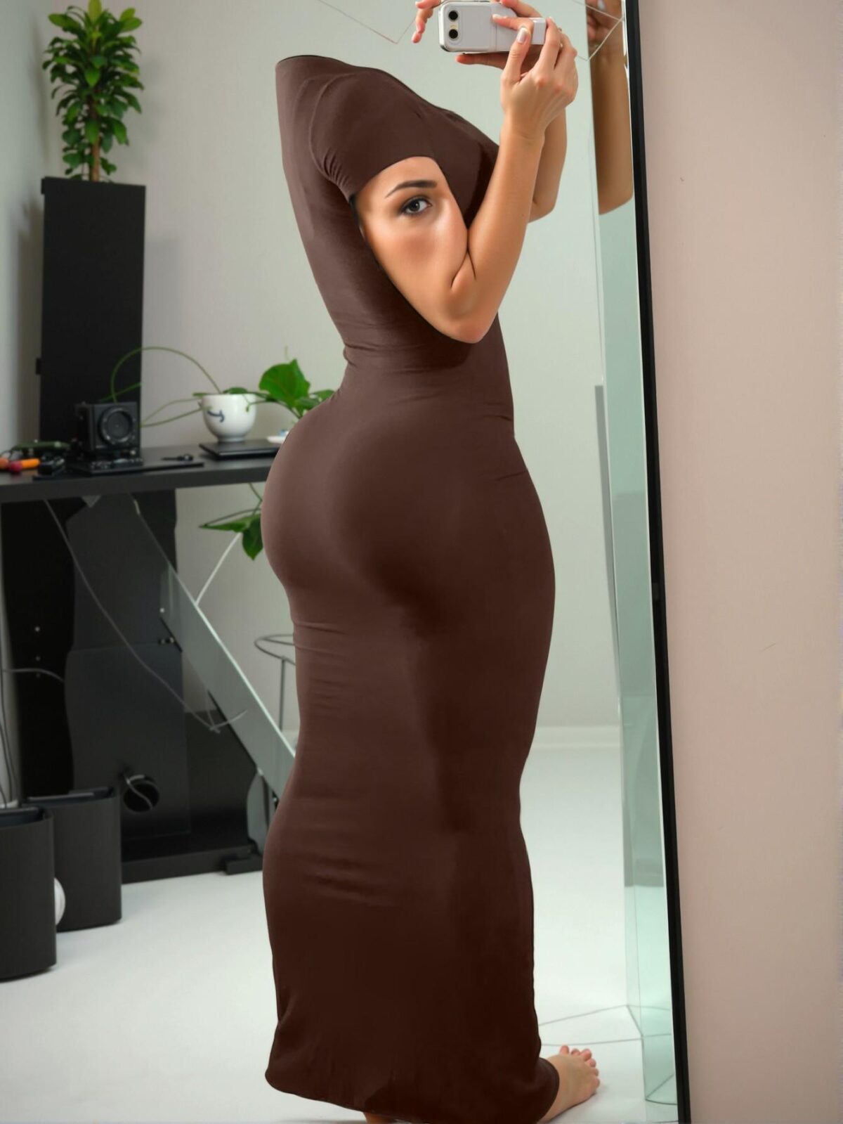 Elegant Coffee Stylish Bodycon Short Sleeve Dress for Spring and Summer Chic, Classy and Trendy Fashion Style to Dress to Impress
