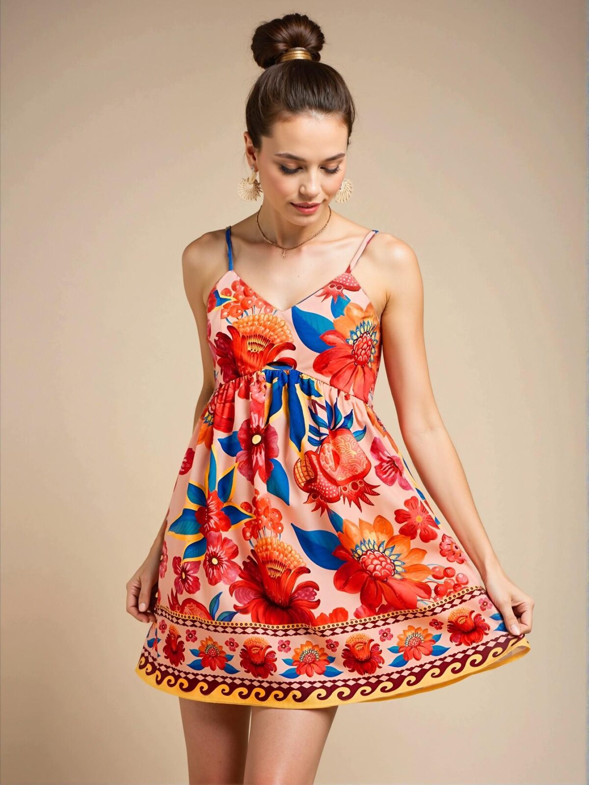 Elegant Multicolor Tropical Print Cami Mini Dress for Spring and Summer – Perfect for Beach Outings, Festivals, and Romantic Getaways – Chic, Classy and Trendy Fashion Style to Dress to Impress - Image 4