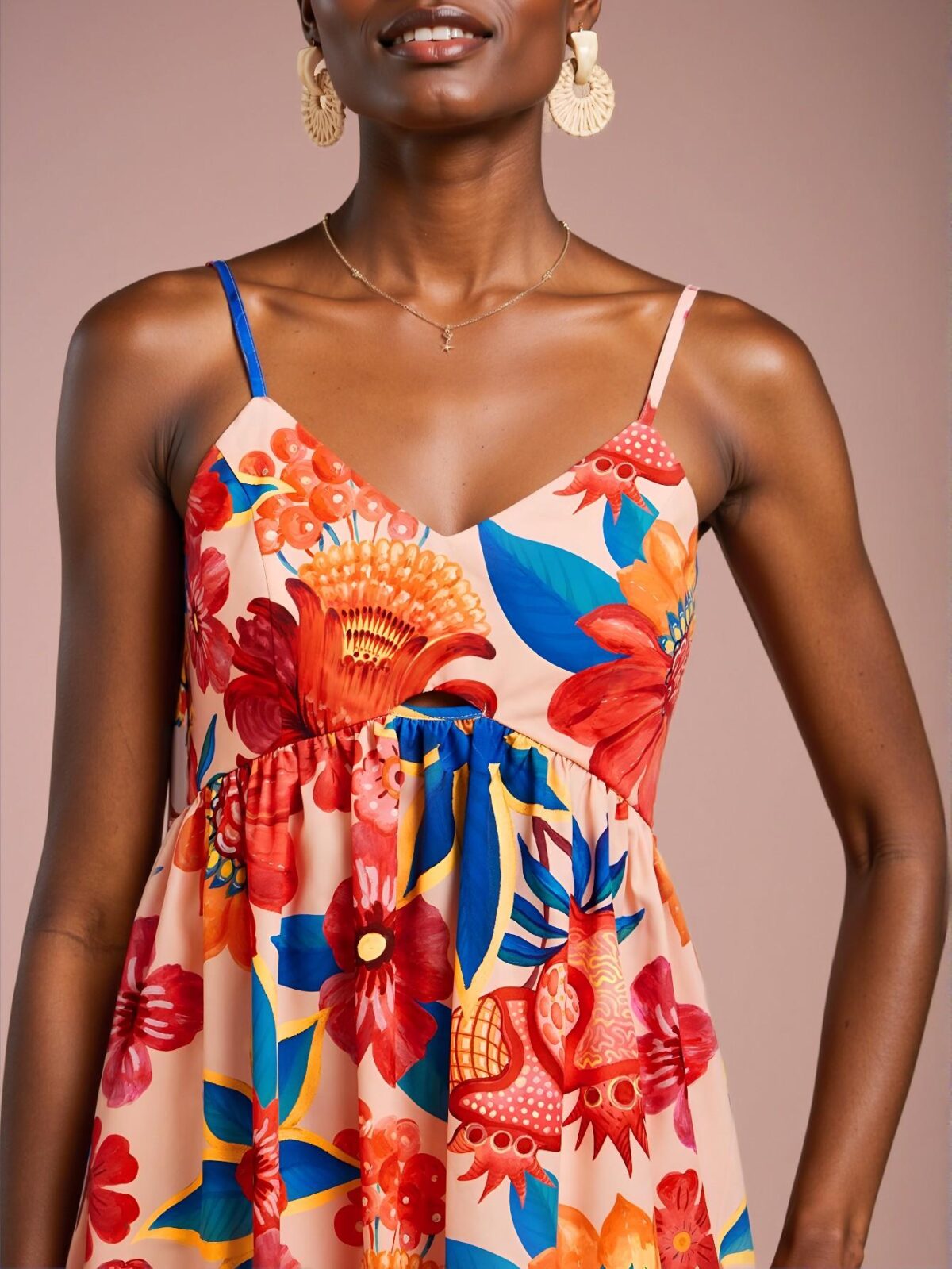 Elegant Multicolor Tropical Print Cami Mini Dress for Spring and Summer – Perfect for Beach Outings, Festivals, and Romantic Getaways – Chic, Classy and Trendy Fashion Style to Dress to Impress - Image 5