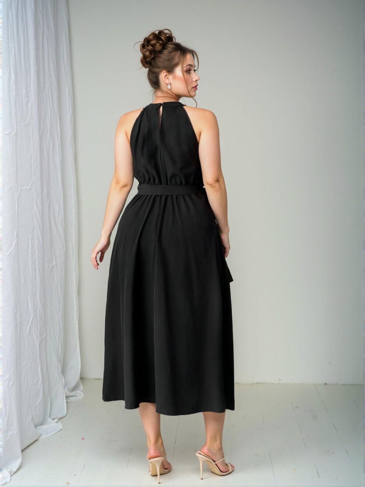 Elegant Black Flared Ruffle Hem Plus Size Dress - Chic, Classy and Trendy Fashion Style to Dress to Impress - Image 2