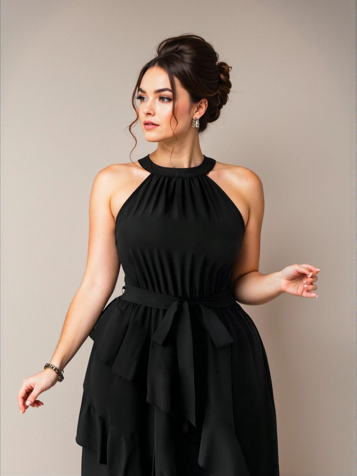 Elegant Black Flared Ruffle Hem Plus Size Dress - Chic, Classy and Trendy Fashion Style to Dress to Impress - Image 5