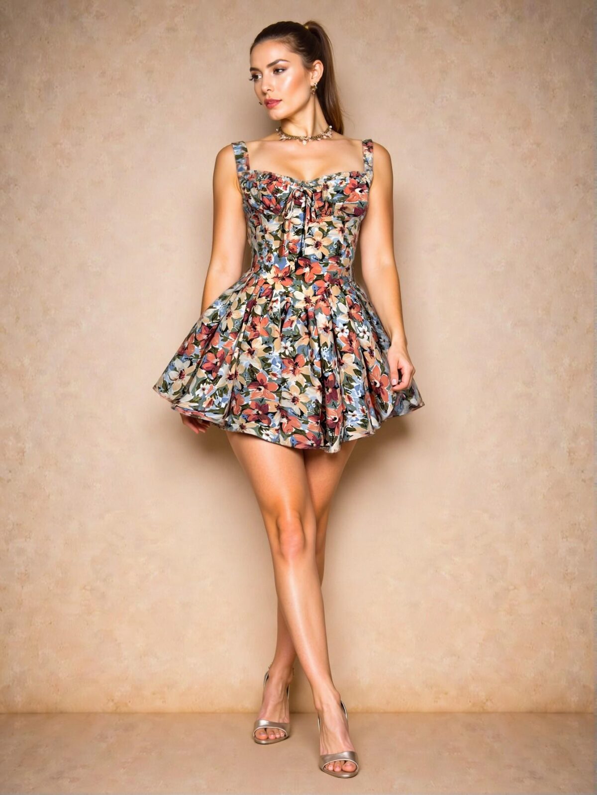 Elegant Red Floral Ruffle Cami Dress with Backless Detail for Spring and Summer - Chic, Classy and Trendy Fashion Style to Dress to Impress