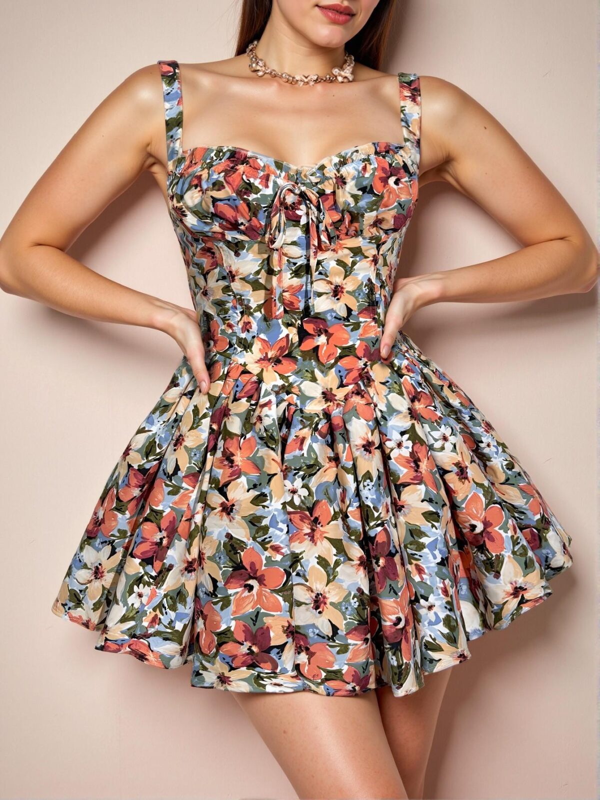 Elegant Red Floral Ruffle Cami Dress with Backless Detail for Spring and Summer - Chic, Classy and Trendy Fashion Style to Dress to Impress - Image 5