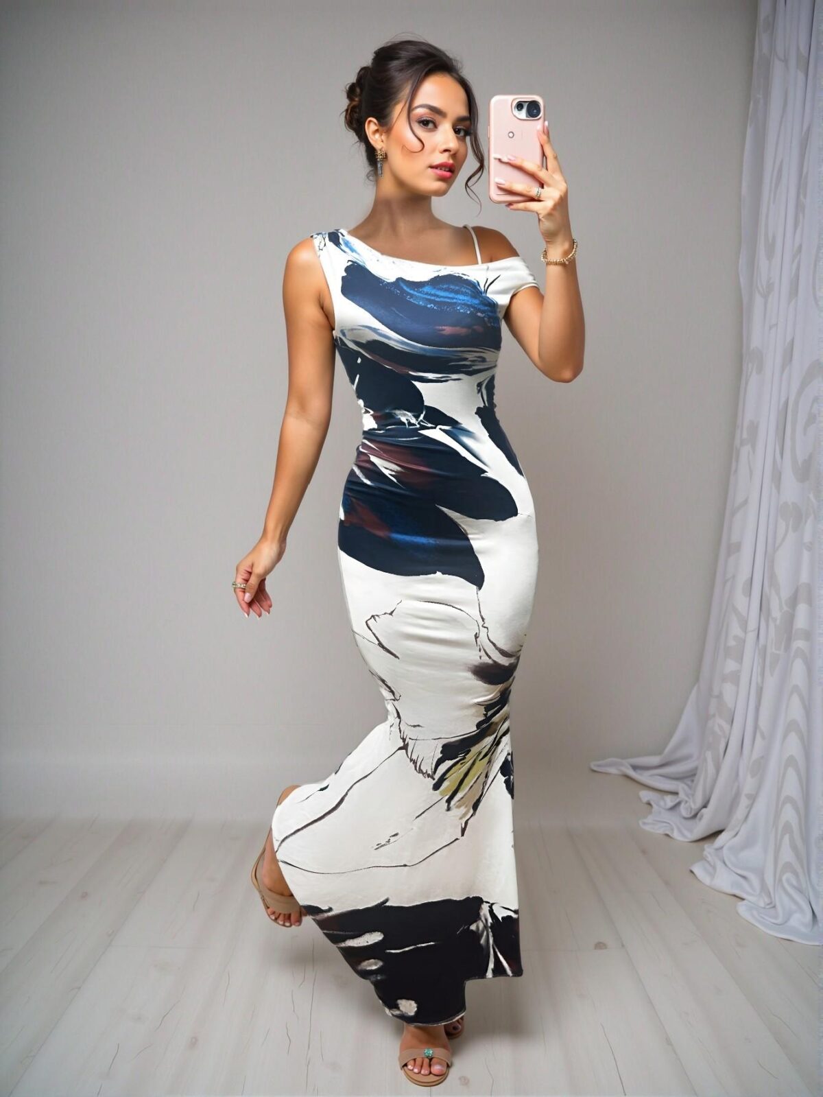 Elegant Blue Asymmetrical Neck Mermaid Hem Dress for Spring and Summer – Chic, Classy and Trendy Fashion Style to Dress to Impress - Image 5