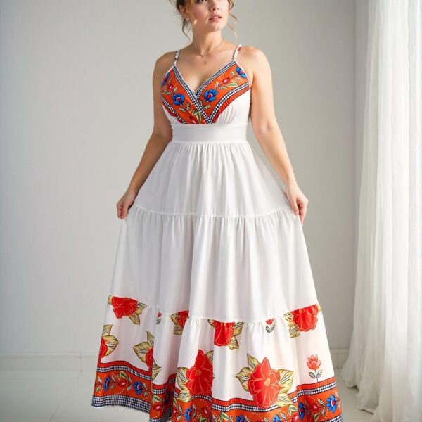 Elegant Multicolor Flared High Waist Criss-Cross Spaghetti Strap Dress with Sexy Chest Cup for Plus Size Women - Chic, Classy and Trendy Fashion Style to Dress to Impress