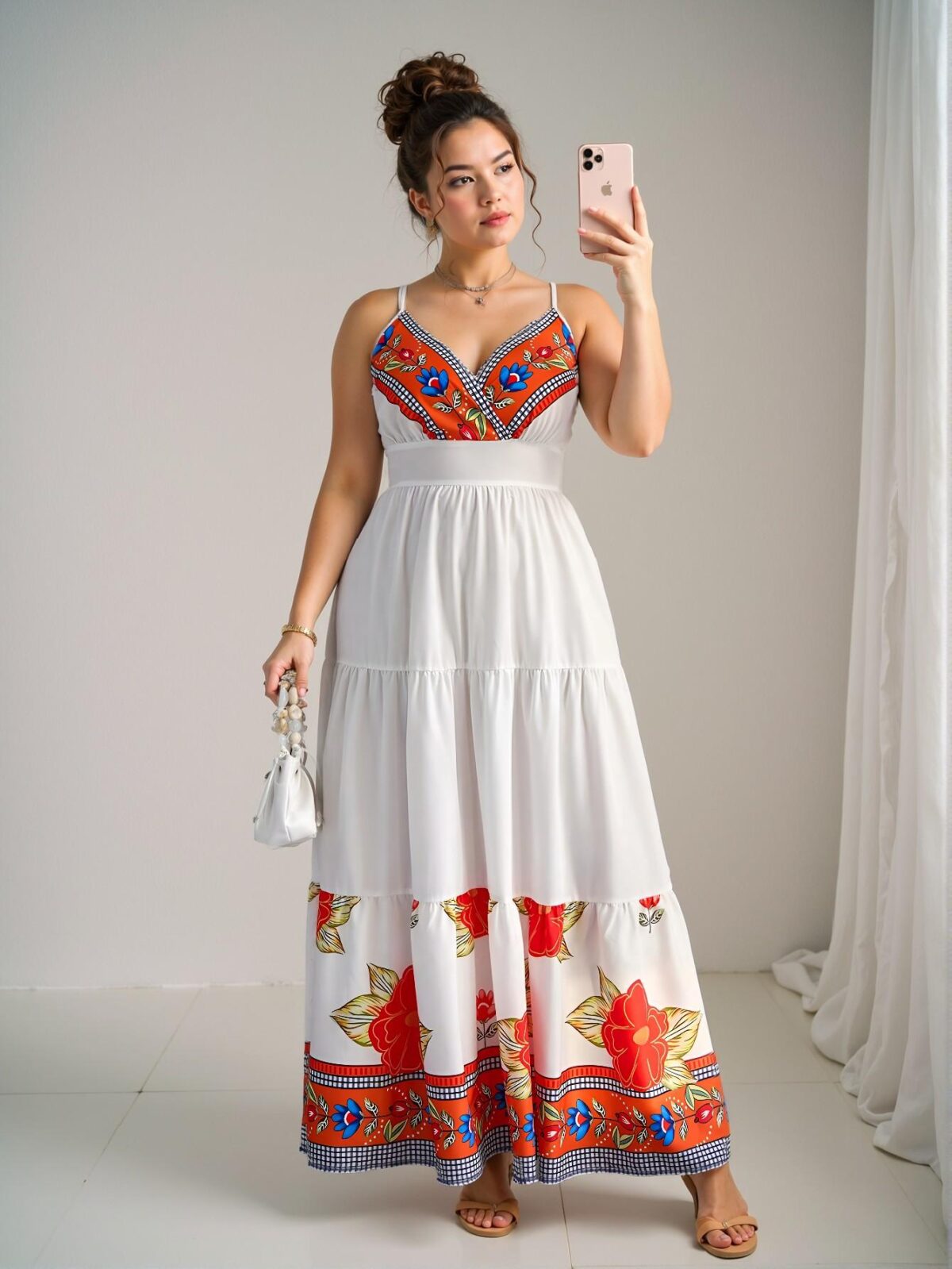 Elegant Multicolor Flared High Waist Criss-Cross Spaghetti Strap Dress with Sexy Chest Cup for Plus Size Women - Chic, Classy and Trendy Fashion Style to Dress to Impress - Image 4