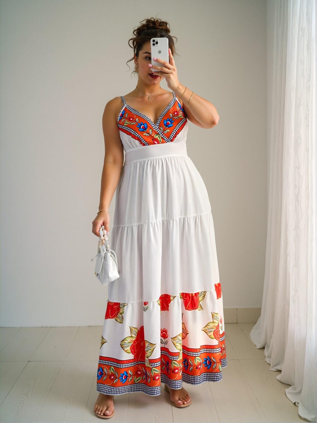 Elegant Multicolor Flared High Waist Criss-Cross Spaghetti Strap Dress with Sexy Chest Cup for Plus Size Women - Chic, Classy and Trendy Fashion Style to Dress to Impress - Image 5