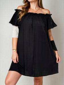 Elegant Black Versatile Off-Shoulder Casual Dress Perfect for Vacations, Tea Parties, and Brunch Gatherings - Chic, Classy, and Trendy Fashion Style to Dress to Impress