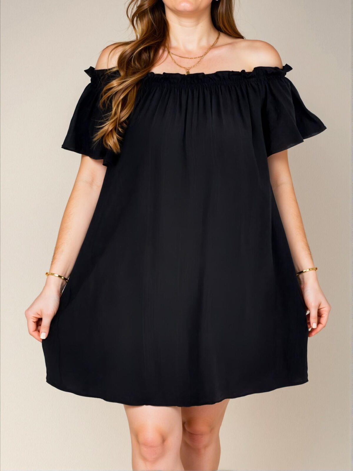 Elegant Black Versatile Off-Shoulder Casual Dress Perfect for Vacations, Tea Parties, and Brunch Gatherings - Chic, Classy, and Trendy Fashion Style to Dress to Impress - Image 4