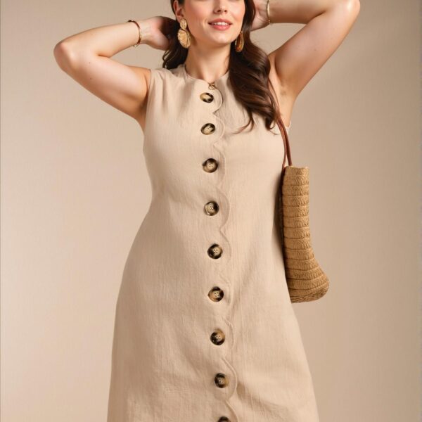 Elegant Khaki Sleeveless Casual Dress for Summer Fun Chic, Classy and Trendy Fashion Style to Dress to Impress