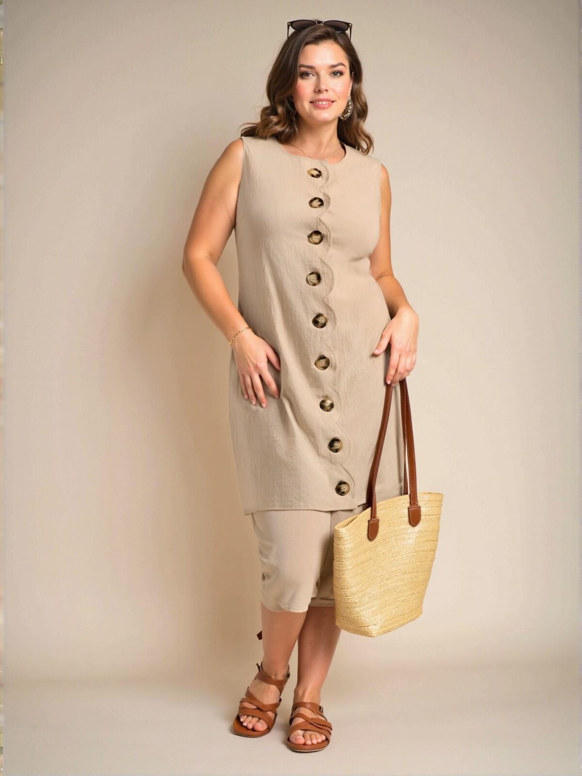 Elegant Khaki Sleeveless Casual Dress for Summer Fun Chic, Classy and Trendy Fashion Style to Dress to Impress - Image 4