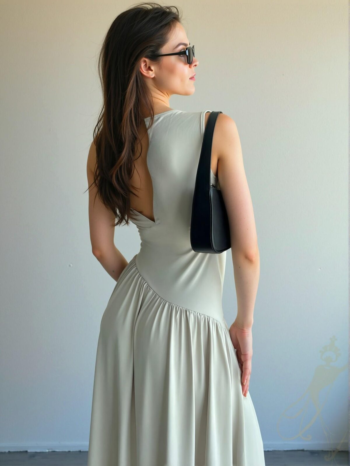 Elegant Apricot Stylish Round Neck Sleeveless Ruched Maxi Dress with Waist Belt for Spring and Summer - Chic, Classy and Trendy Fashion Style to Dress to Impress - Image 4
