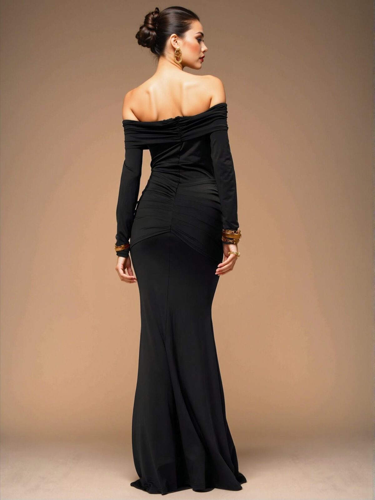 Elegant Black Off Shouldered Maxi Dress for Formal Gatherings and Summer Celebrations, Chic, Classy and Trendy Fashion Style to Dress to Impress - Image 2