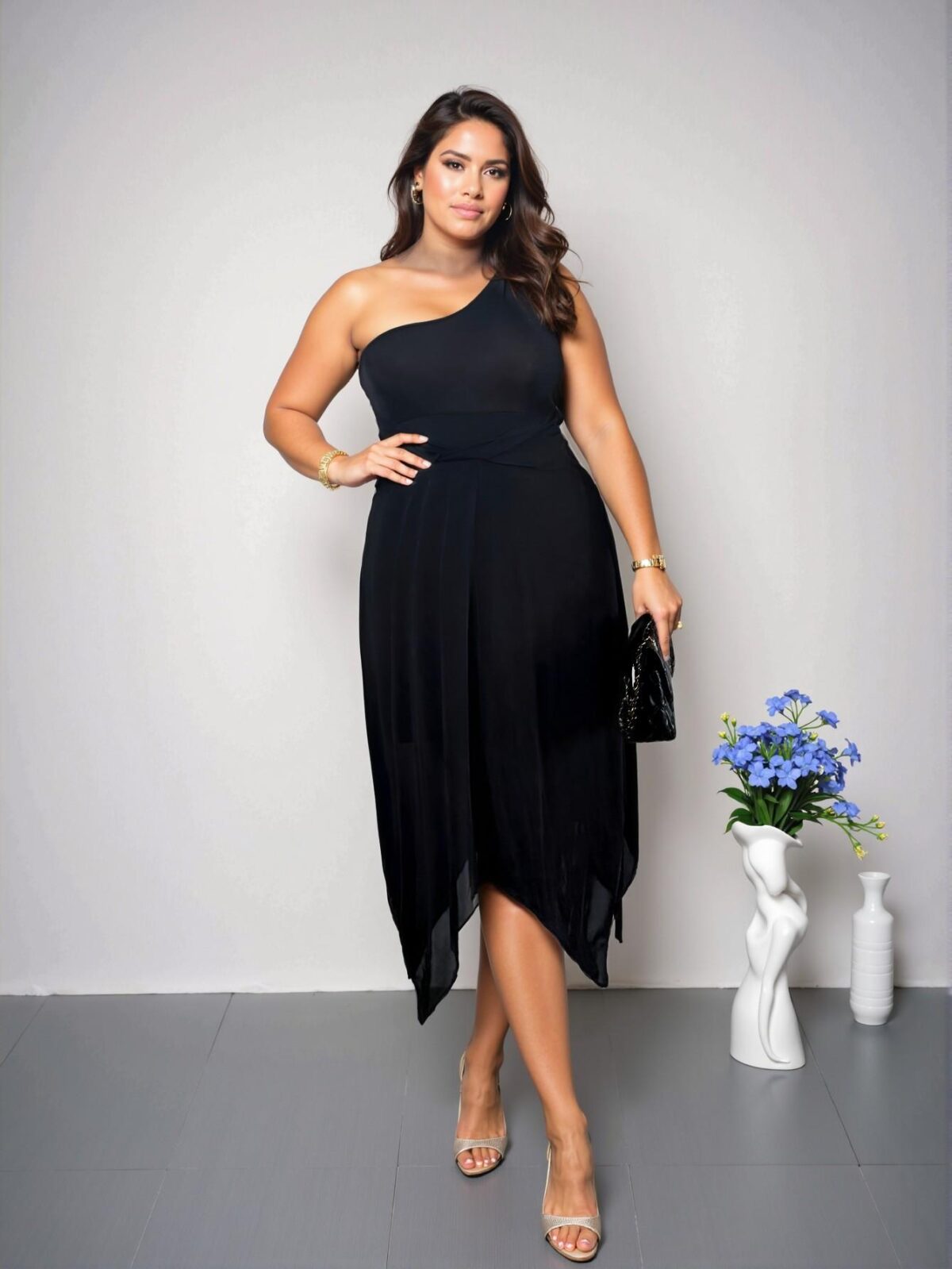 Elegant Black Twisted One Shoulder Sleeveless Asymmetrical Bodycon Dress for Casual Dates and Beach Holidays - Chic, Classy, and Trendy Fashion Style to Dress to Impress - Image 4