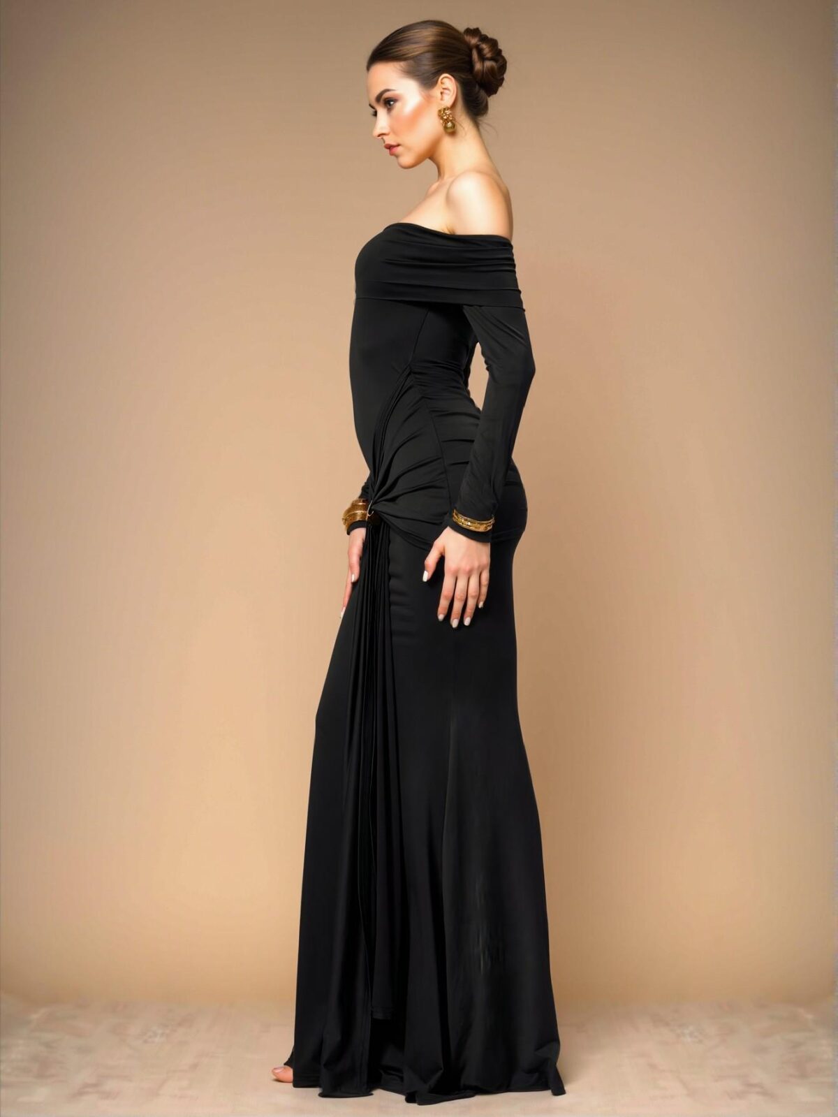 Elegant Black Off Shouldered Maxi Dress for Formal Gatherings and Summer Celebrations, Chic, Classy and Trendy Fashion Style to Dress to Impress - Image 3