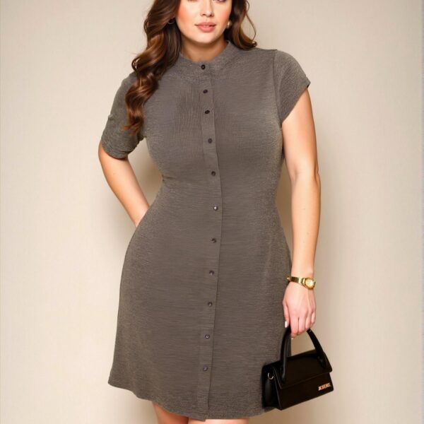 Elegant Grey Stylish Short Sleeve Casual Dress Perfect for Summer Chic, Classy and Trendy Fashion Style to Dress to Impress