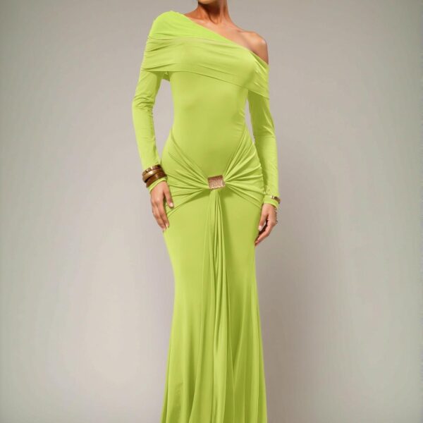 Elegant Yellow Off-Shoulder Romantic Maxi Dress for Vacation in Spring and Summer – Chic, Classy, and Trendy Fashion Style to Dress to Impress