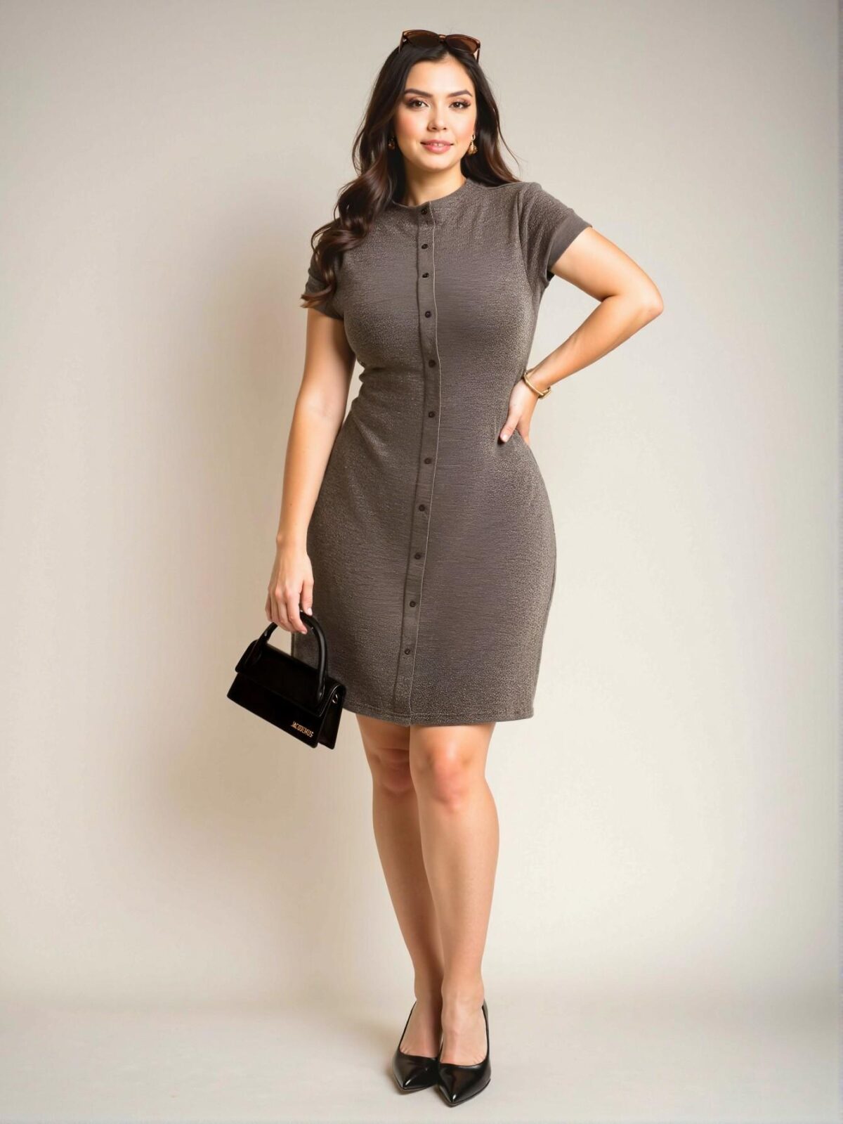 Elegant Grey Stylish Short Sleeve Casual Dress Perfect for Summer Chic, Classy and Trendy Fashion Style to Dress to Impress - Image 4