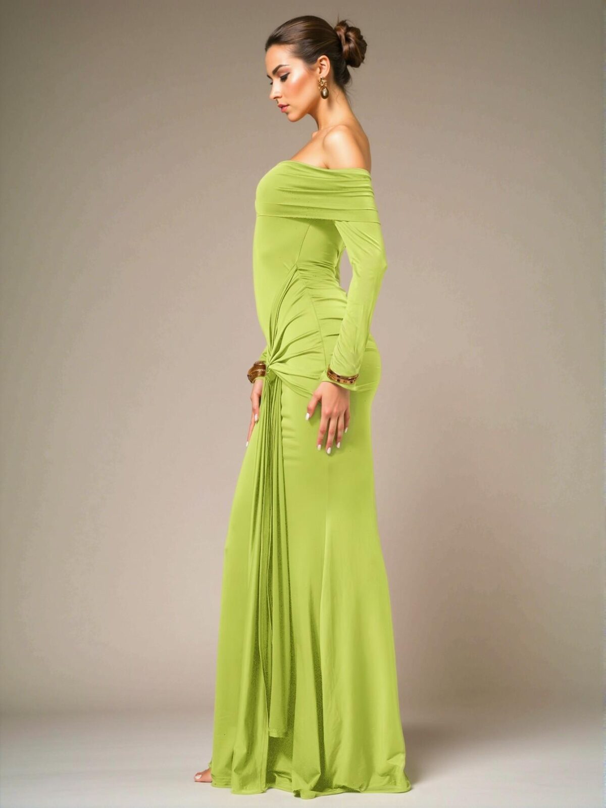 Elegant Yellow Off-Shoulder Romantic Maxi Dress for Vacation in Spring and Summer – Chic, Classy, and Trendy Fashion Style to Dress to Impress - Image 3