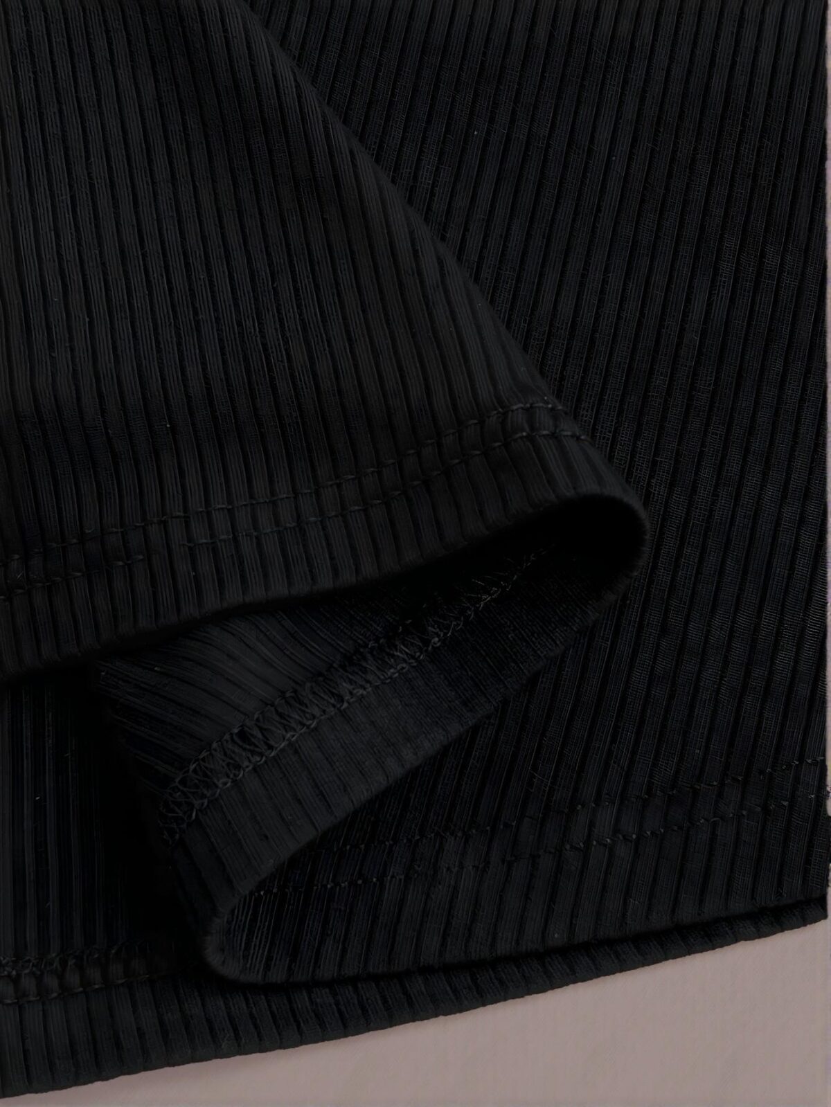 Elegant Black Ribbed V-Neck Tie Front Short Sleeve Bodycon Dress Chic, Classy and Trendy Fashion Style to Dress to Impress - Image 3