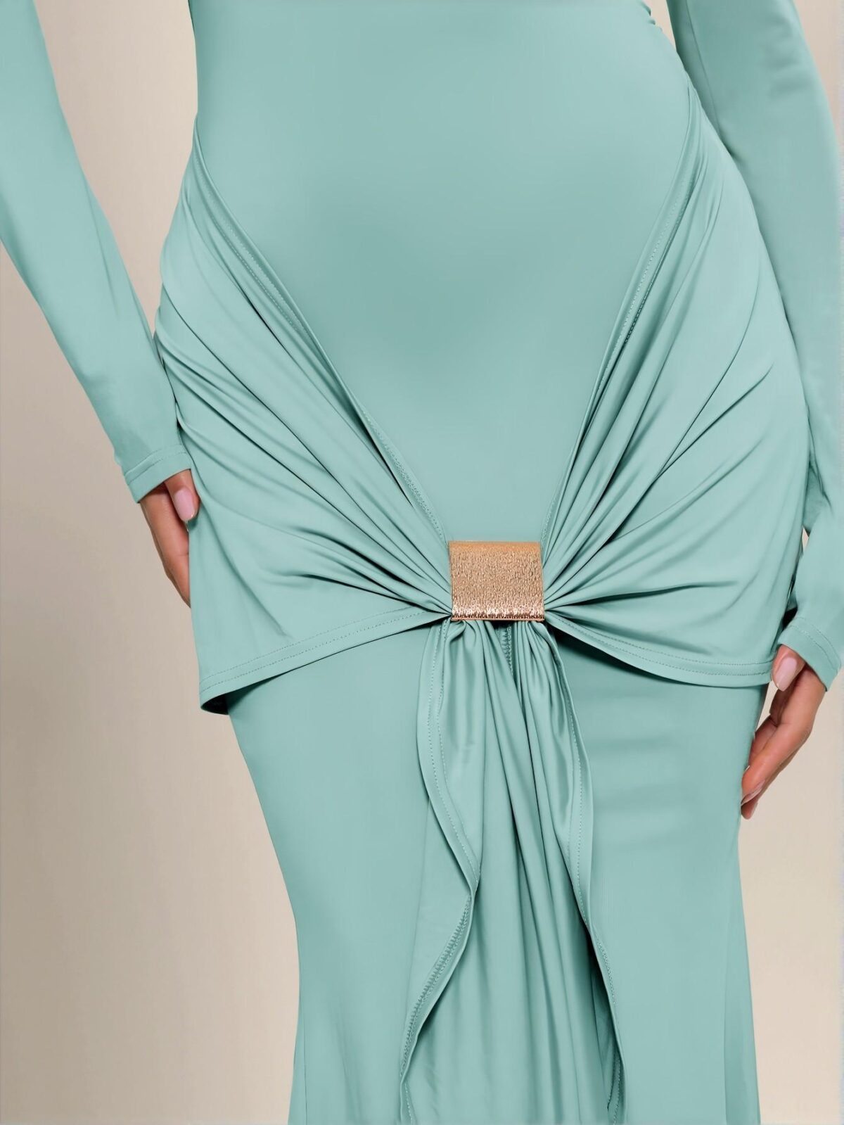 Elegant Mint Blue Off the Shoulder Long Sleeve Maxi Dress for Romantic Weddings and Graduations, Perfect for Spring and Summer Gatherings - Chic, Classy and Trendy Fashion Style to Dress to Impress - Image 5