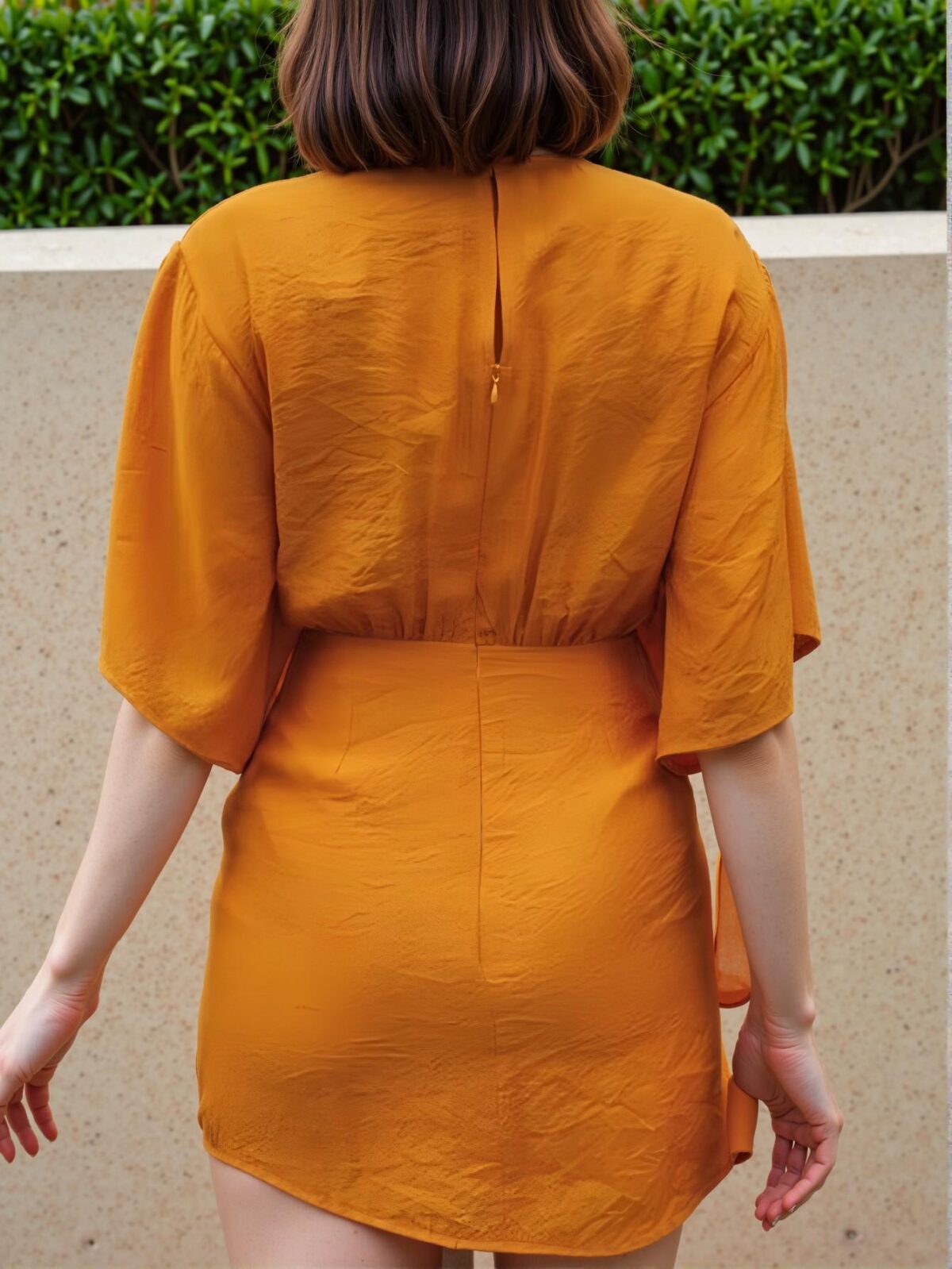 Elegant Yellow Stylish V-Neck Tie-Up Casual Dress with Waist Cut-Out and Asymmetric Hem, Perfect for Summer Vacations and Spring Outings - Chic, Classy and Trendy Fashion Style to Dress to Impress - Image 4