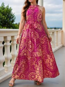 Elegant Hot Pink Flared A-Line Cami Dress with Ruffle Hem and Backless Design for Summer Vacations and Boho Style "Chic, Classy and Trendy Fashion Style to Dress to Impress"