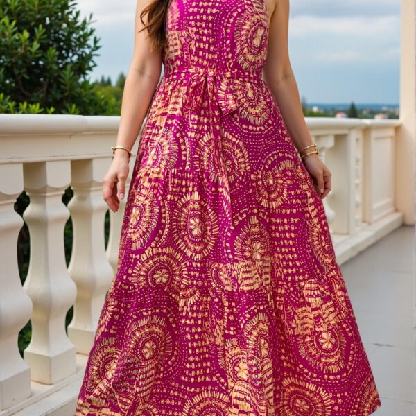 Elegant Hot Pink Flared A-Line Cami Dress with Ruffle Hem and Backless Design for Summer Vacations and Boho Style "Chic, Classy and Trendy Fashion Style to Dress to Impress"