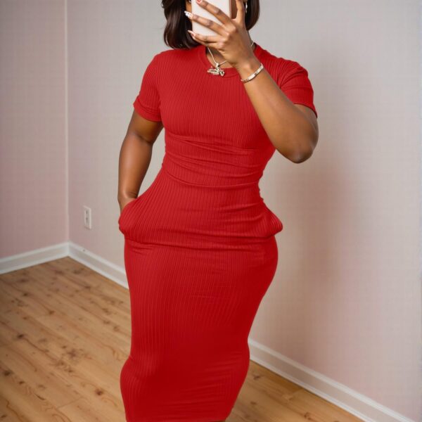 Elegant Red Bodycon Slim Fit Midi Dress for Spring and Summer - Chic, Classy and Trendy Fashion Style to Dress to Impress