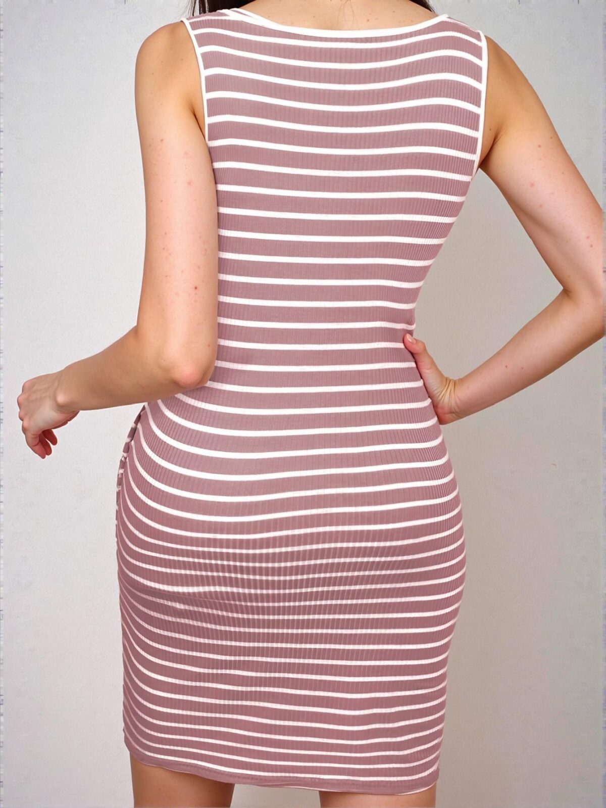 Elegant Pink Stylish Knitted Fitted Dress with Notch Collar and Pocket for Spring and Summer - Chic, Classy, and Trendy Fashion Style to Dress to Impress - Image 2