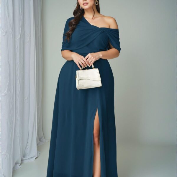 Elegant Teal Blue Chic Asymmetrical Hem Split Dress for Weddings and Parties - Chic, Classy and Trendy Fashion Style to Dress to Impress