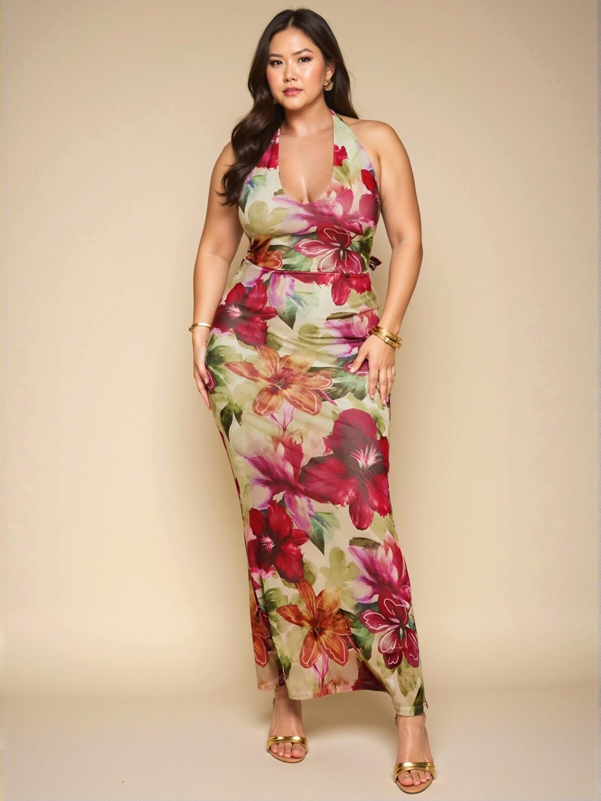 Elegant Multicolor Backless Floral Bodycon Maxi Dress for Spring/Summer Celebrations and Special Occasions - Chic, Classy and Trendy Fashion Style to Dress to Impress - Image 3