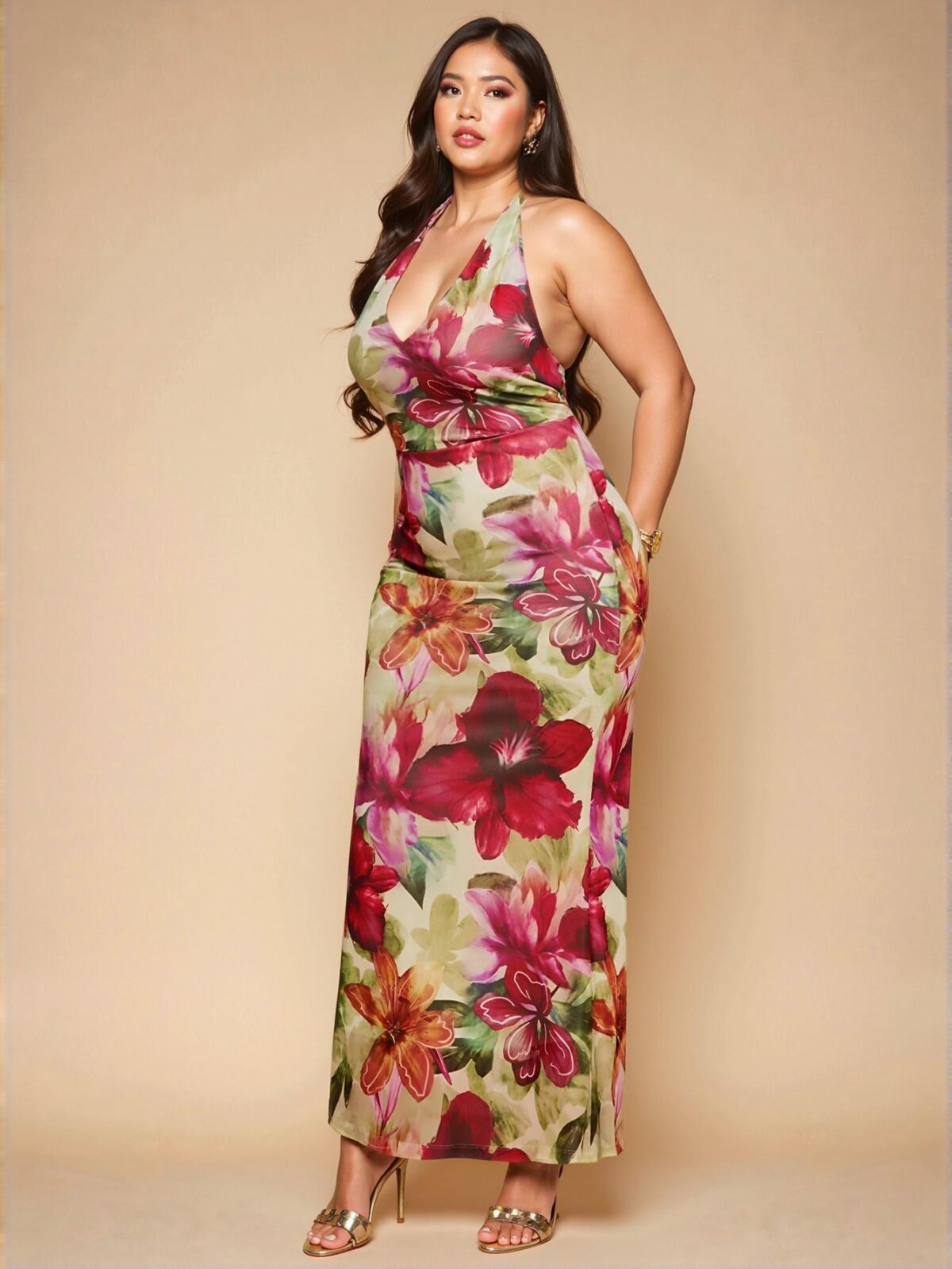Elegant Multicolor Backless Floral Bodycon Maxi Dress for Spring/Summer Celebrations and Special Occasions - Chic, Classy and Trendy Fashion Style to Dress to Impress - Image 5