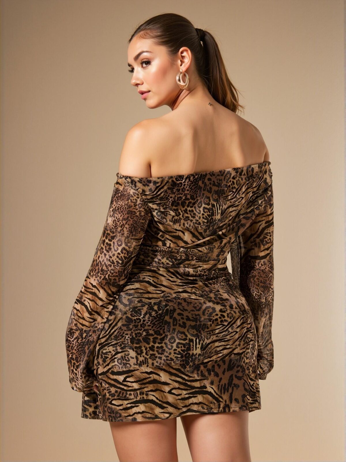 Elegant Multicolor Off-Shoulder Flare Sleeve Dress, Perfect for Various Occasions like Tea Parties, Valentine's Celebrations, Office Events, and Summer Gatherings "Chic, Classy and Trendy Fashion Style to Dress to Impress" - Image 2