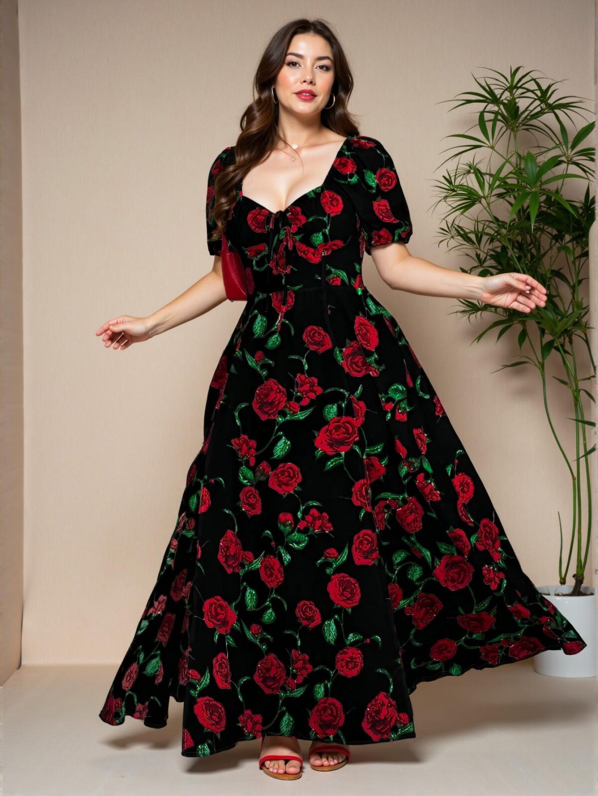 Elegant Black Off Shoulder Floral Split Dress for Spring and Summer Chic, Classy and Trendy Fashion Style to Dress to Impress - Image 2