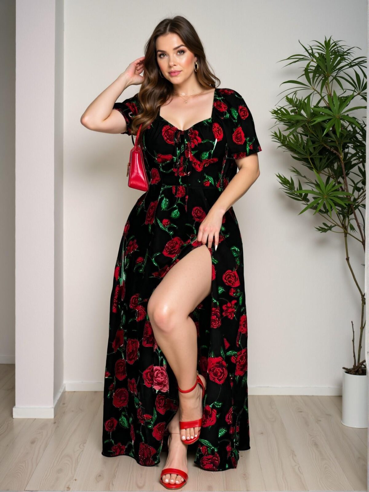 Elegant Black Off Shoulder Floral Split Dress for Spring and Summer Chic, Classy and Trendy Fashion Style to Dress to Impress - Image 3