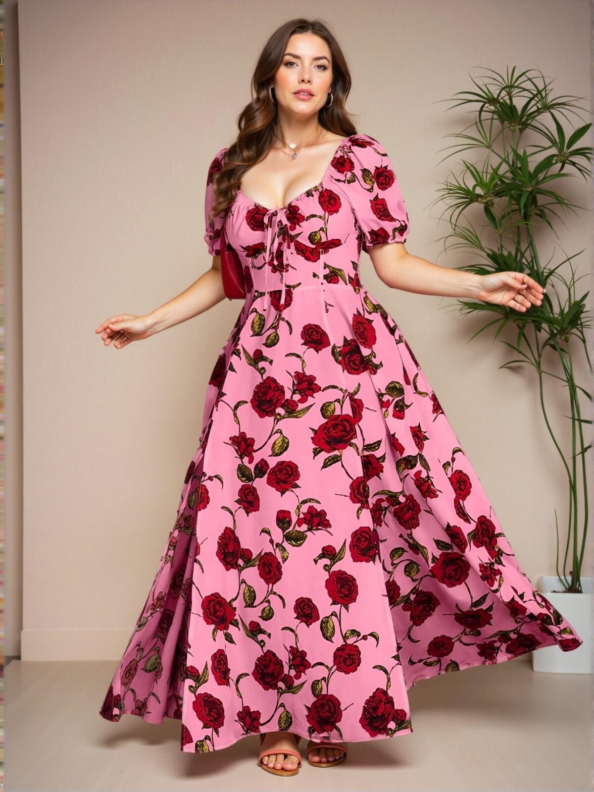 Elegant Pink Chic Floral Off-Shoulder Slit Dress for Spring and Summer "Chic, Classy and Trendy Fashion Style to Dress to Impress" - Image 2