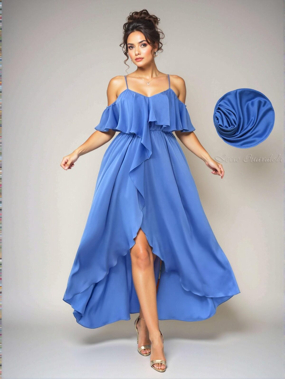 Elegant Dusty Blue Off-Shoulder Ruffle Midi Dress Perfect for Spring and Summer "Chic, Classy and Trendy Fashion Style to Dress to Impress"