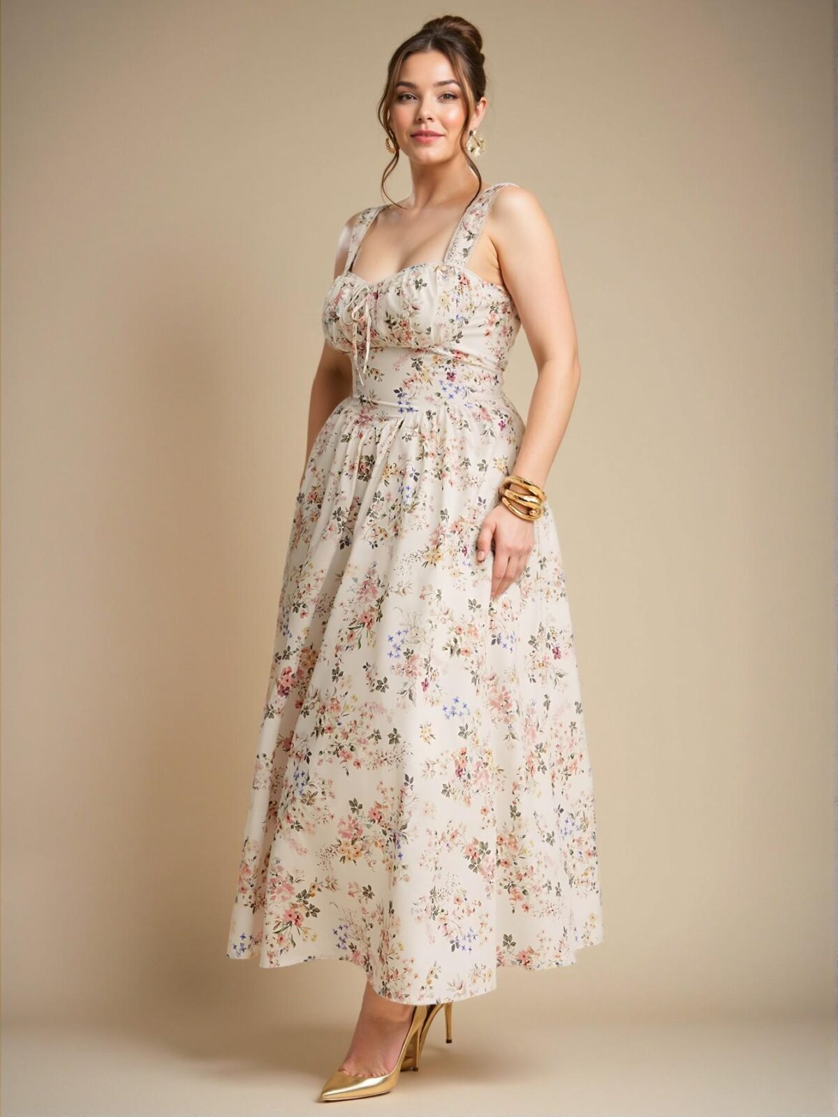 Elegant White Floral High Waist Cami Dress with Tie Back and Pockets for Casual Outings, Special Events, and Summer Vacations - Chic, Classy and Trendy Fashion Style to Dress to Impress - Image 3