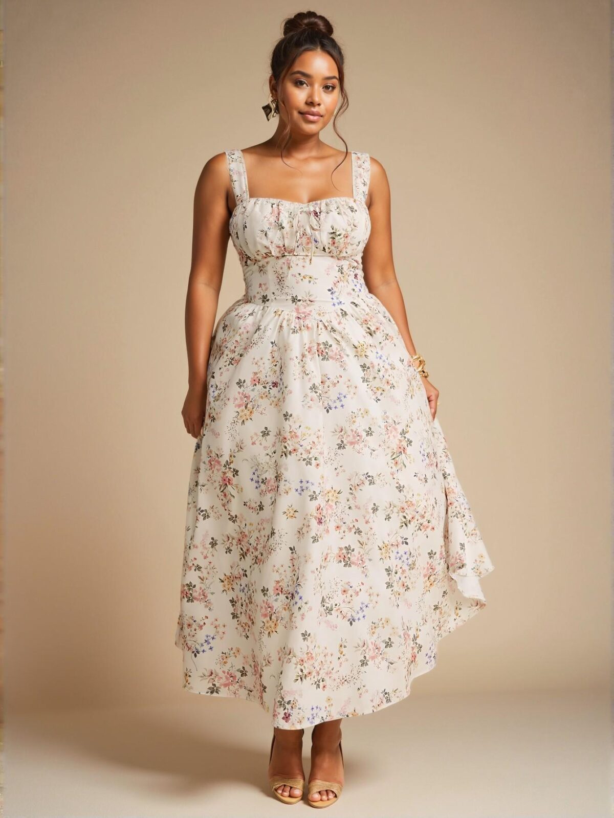 Elegant White Floral High Waist Cami Dress with Tie Back and Pockets for Casual Outings, Special Events, and Summer Vacations - Chic, Classy and Trendy Fashion Style to Dress to Impress - Image 5