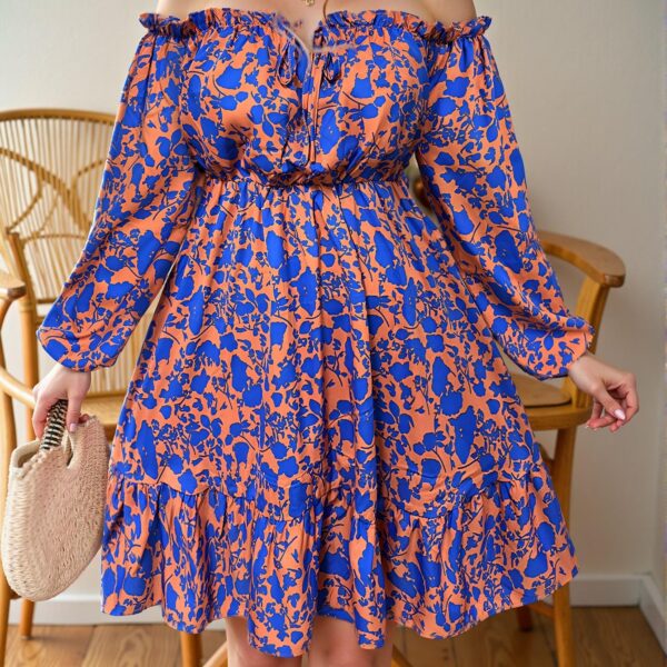 Elegant Orange Bohemian Off-Shoulder Midi Dress with Ruffle Trim for Spring and Summer Getaways - Chic, Classy and Trendy Fashion Style to Dress to Impress