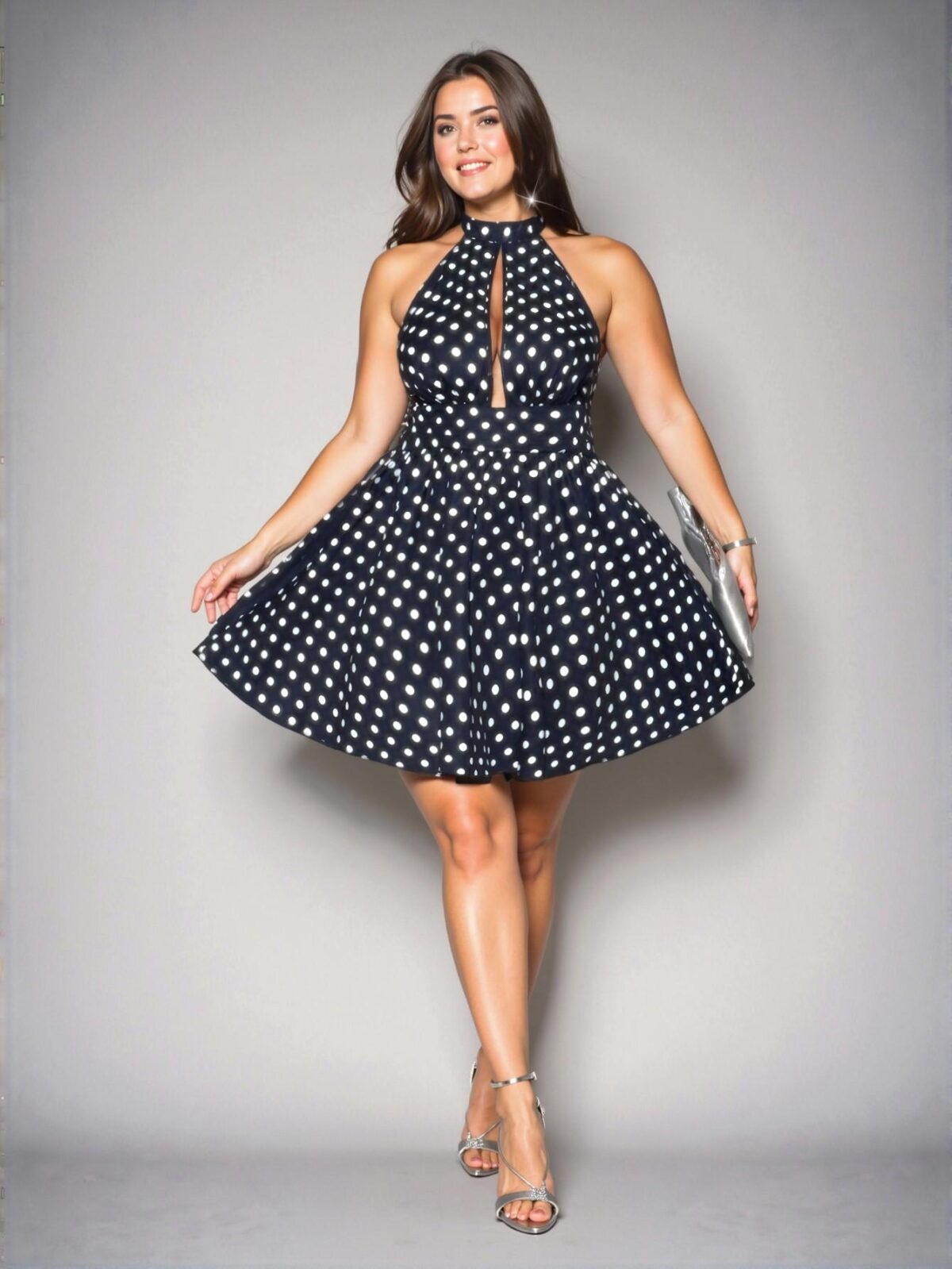 Elegant Navy Blue Stylish Off-The-Shoulder Backless Mini Dress with Floral Accents Perfect for Spring and Summer Outings - Chic, Classy and Trendy Fashion Style to Dress to Impress - Image 3