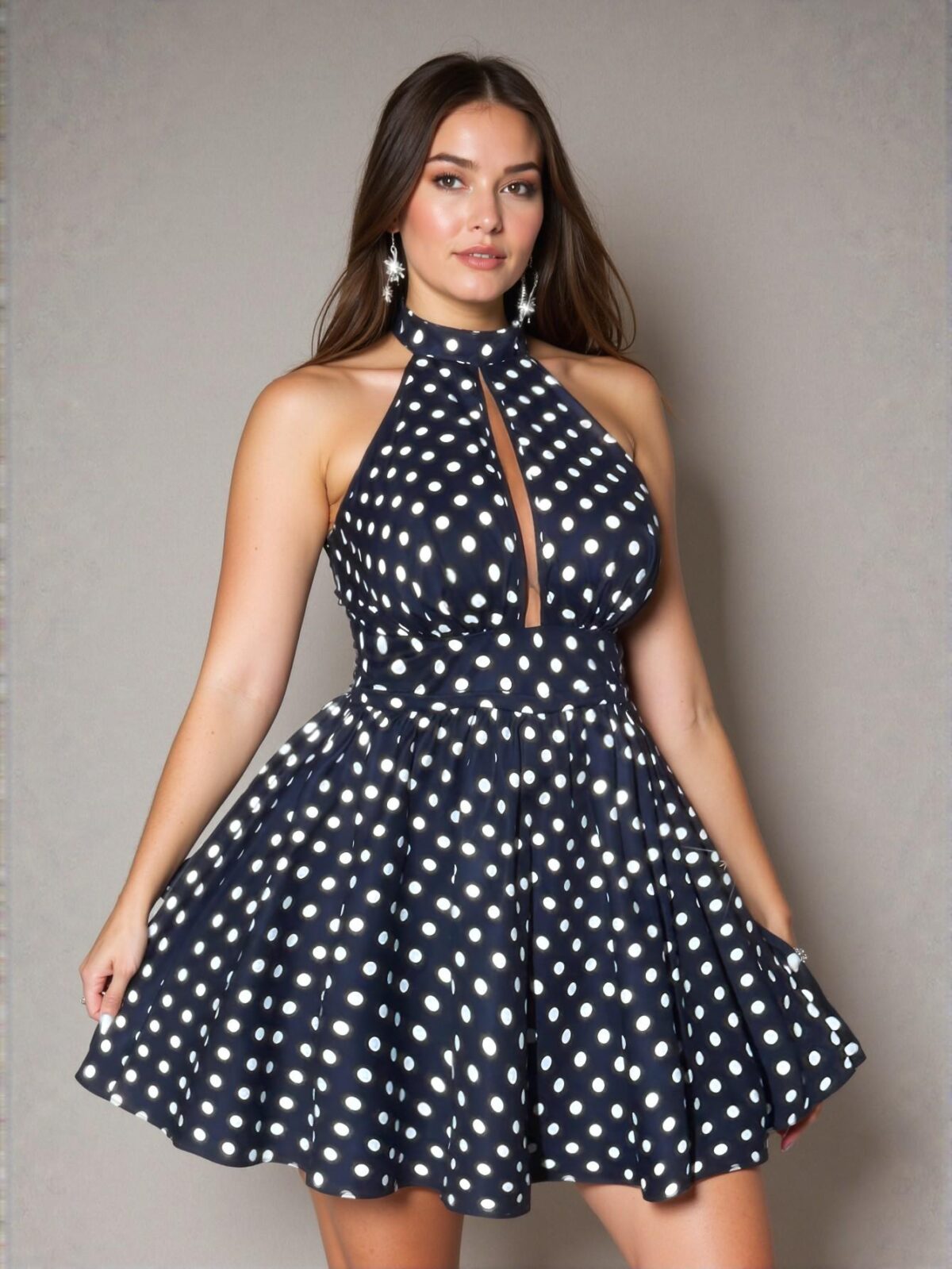 Elegant Navy Blue Stylish Off-The-Shoulder Backless Mini Dress with Floral Accents Perfect for Spring and Summer Outings - Chic, Classy and Trendy Fashion Style to Dress to Impress - Image 5