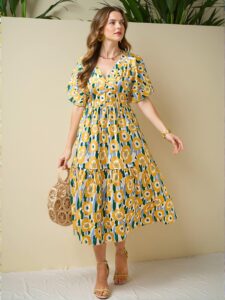 "Elegant Multicolor Boho High-Low Casual Dress with Floral Print for Outings and Gatherings - Chic, Classy and Trendy Fashion Style to Dress to Impress"