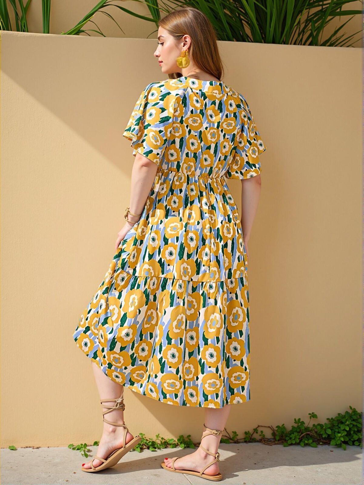 "Elegant Multicolor Boho High-Low Casual Dress with Floral Print for Outings and Gatherings - Chic, Classy and Trendy Fashion Style to Dress to Impress" - Image 2