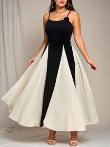Elegant Black and White Color-Block Floral Maxi Dress for Plus Size Women - Perfect for Spring and Summer Events - Chic, Classy and Trendy Fashion Style to Dress to Impress
