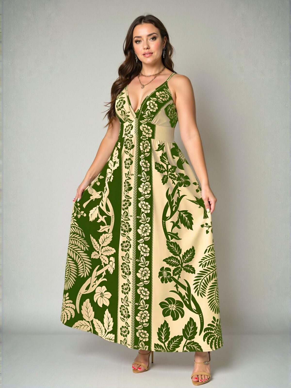 Elegant Multicolor Charming Woven Vacation Cami Dress with Retro Floral Print for Spring and Summer - Chic, Classy and Trendy Fashion Style to Dress to Impress - Image 3