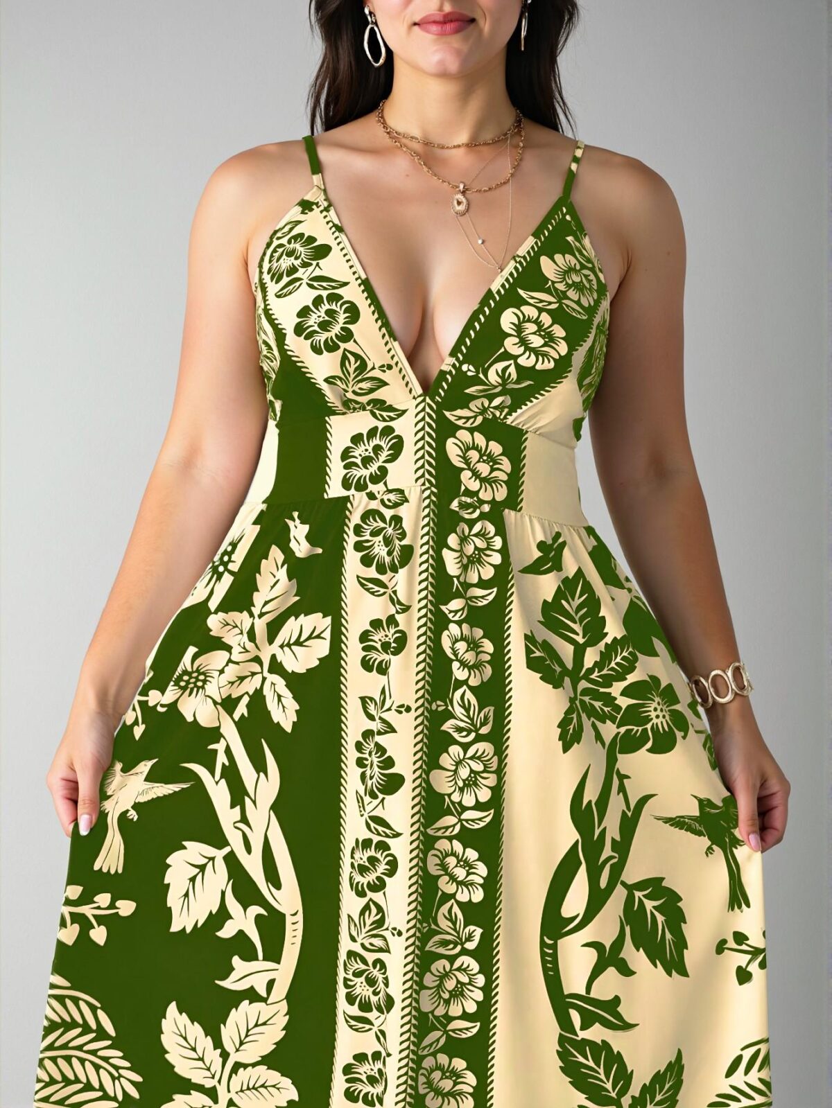 Elegant Multicolor Charming Woven Vacation Cami Dress with Retro Floral Print for Spring and Summer - Chic, Classy and Trendy Fashion Style to Dress to Impress - Image 4
